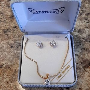 NIB Ladies Necklace and Stud Earrings - Cubic Zirconia